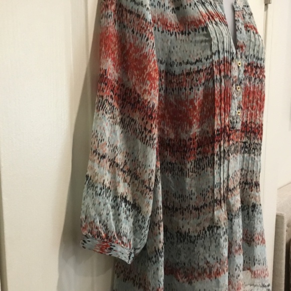 Calvin Klein Boho Blouse Sheer Henley with Pin Tucks in front Sz XL - Picture 6 of 13